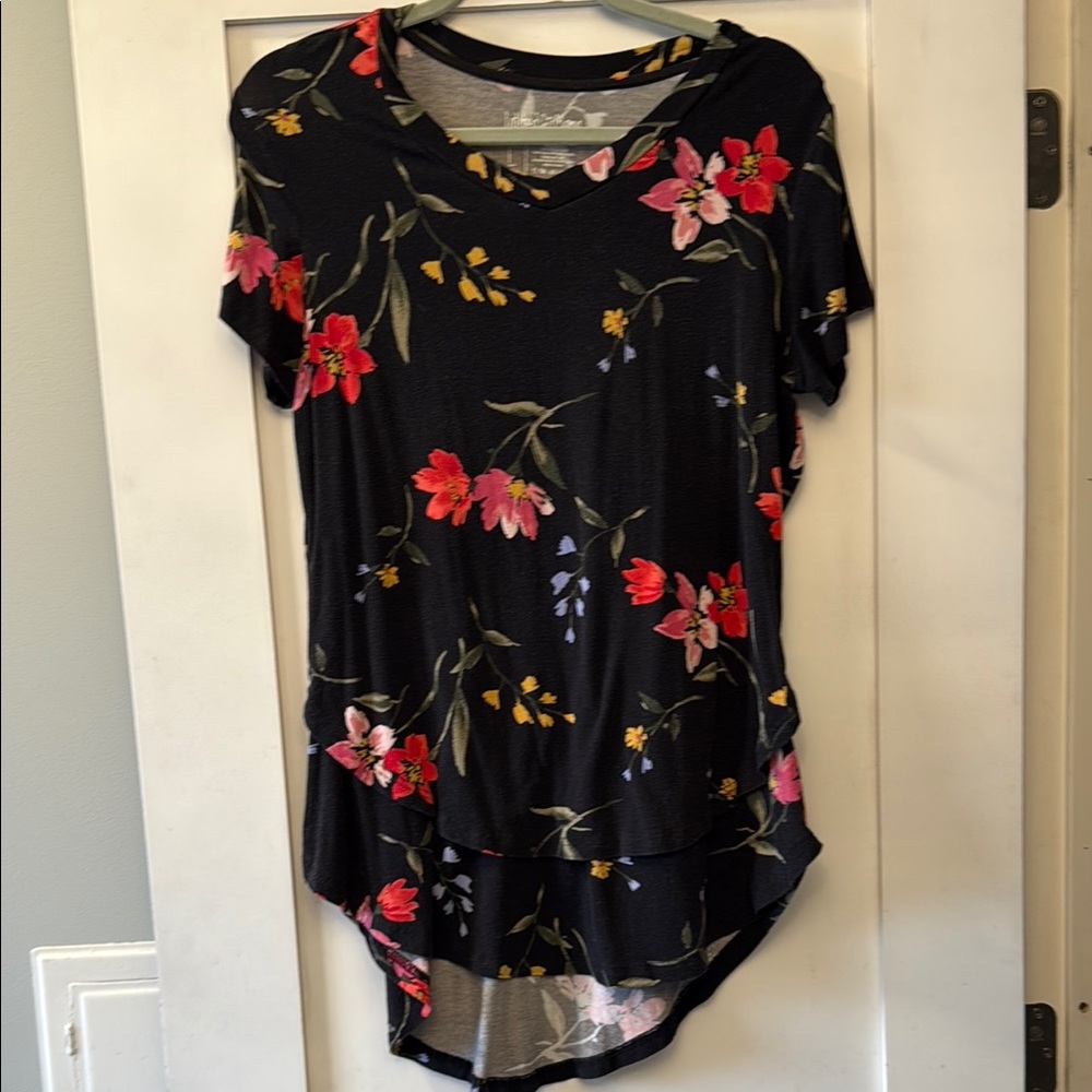 Latched Mama Nursing Tee Black Floral